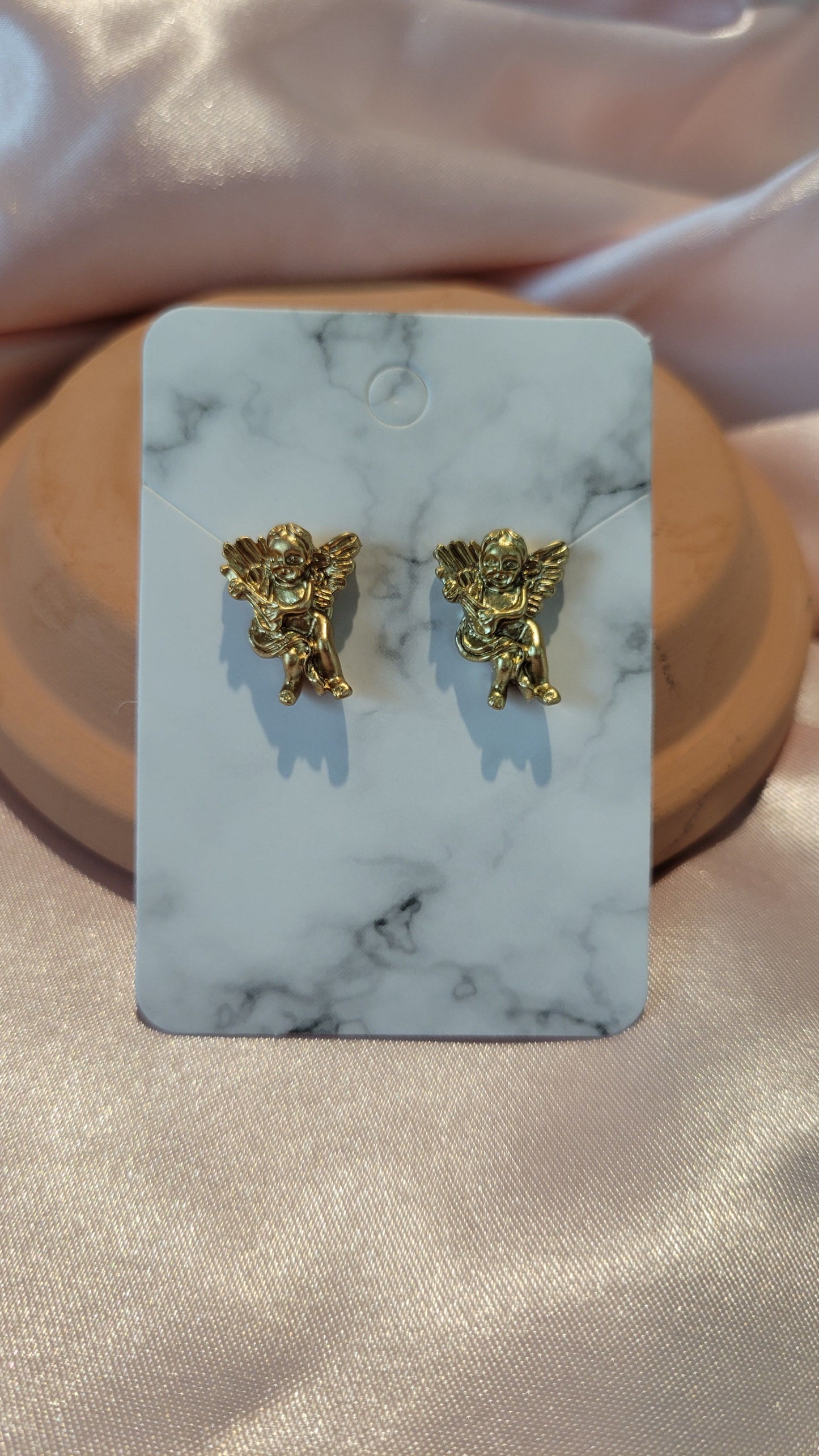 Angel Studded Earrings (Gold) by When The Sun Doth Sleep