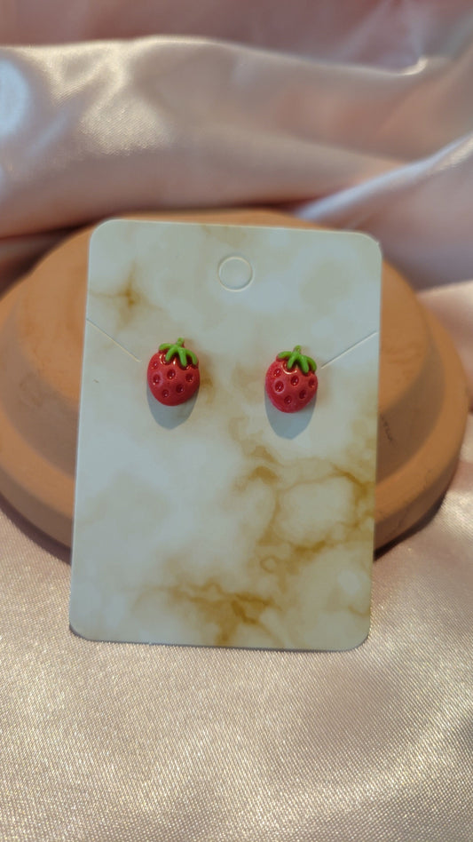 Strawberry Studded Earrings by When The Sun Doth Sleep