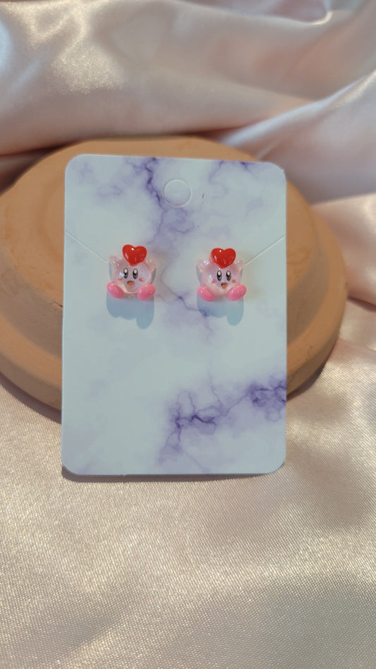 Kirby Heart Studded Earrings by When The Sun Doth Sleep