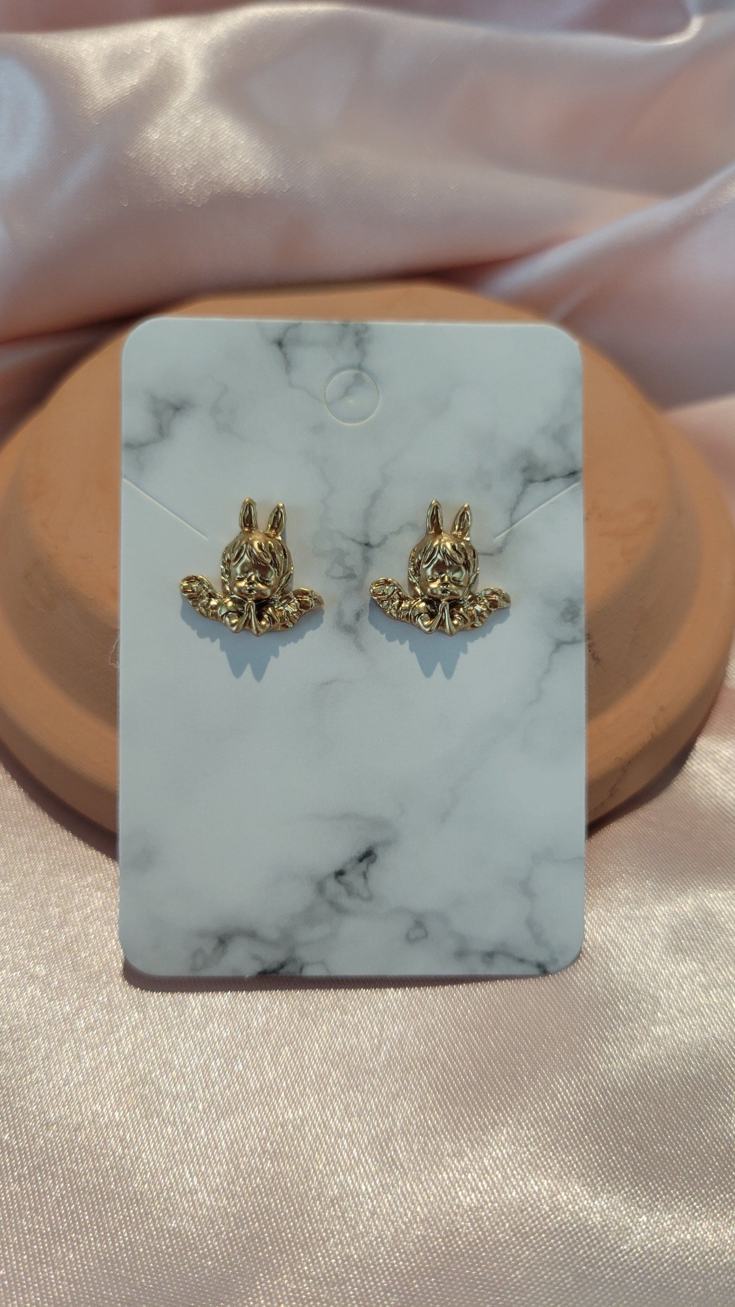 Angel Studded Earrings (Gold) by When The Sun Doth Sleep